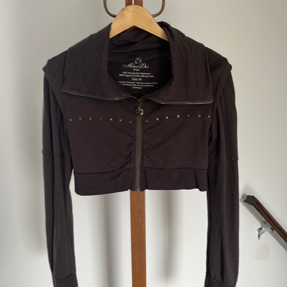Maha Devi bamboo crop jacket - Dark brown - Size M